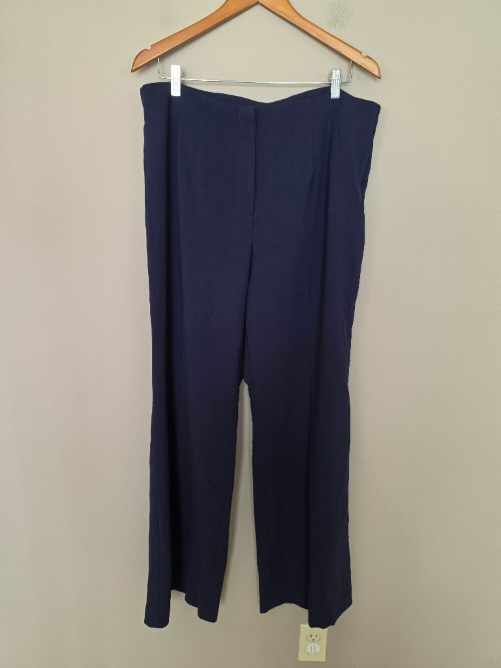 Talbots High Waisted Wide Leg Full Length Navy Blue Pants Size 16 NWOT